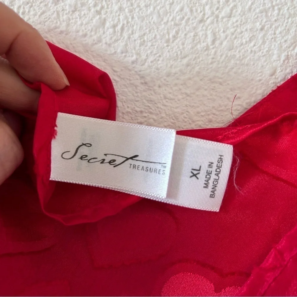Secret Treasures Women’s Slip Cami XL Red Hearts Intimate Date Sexy Feminine